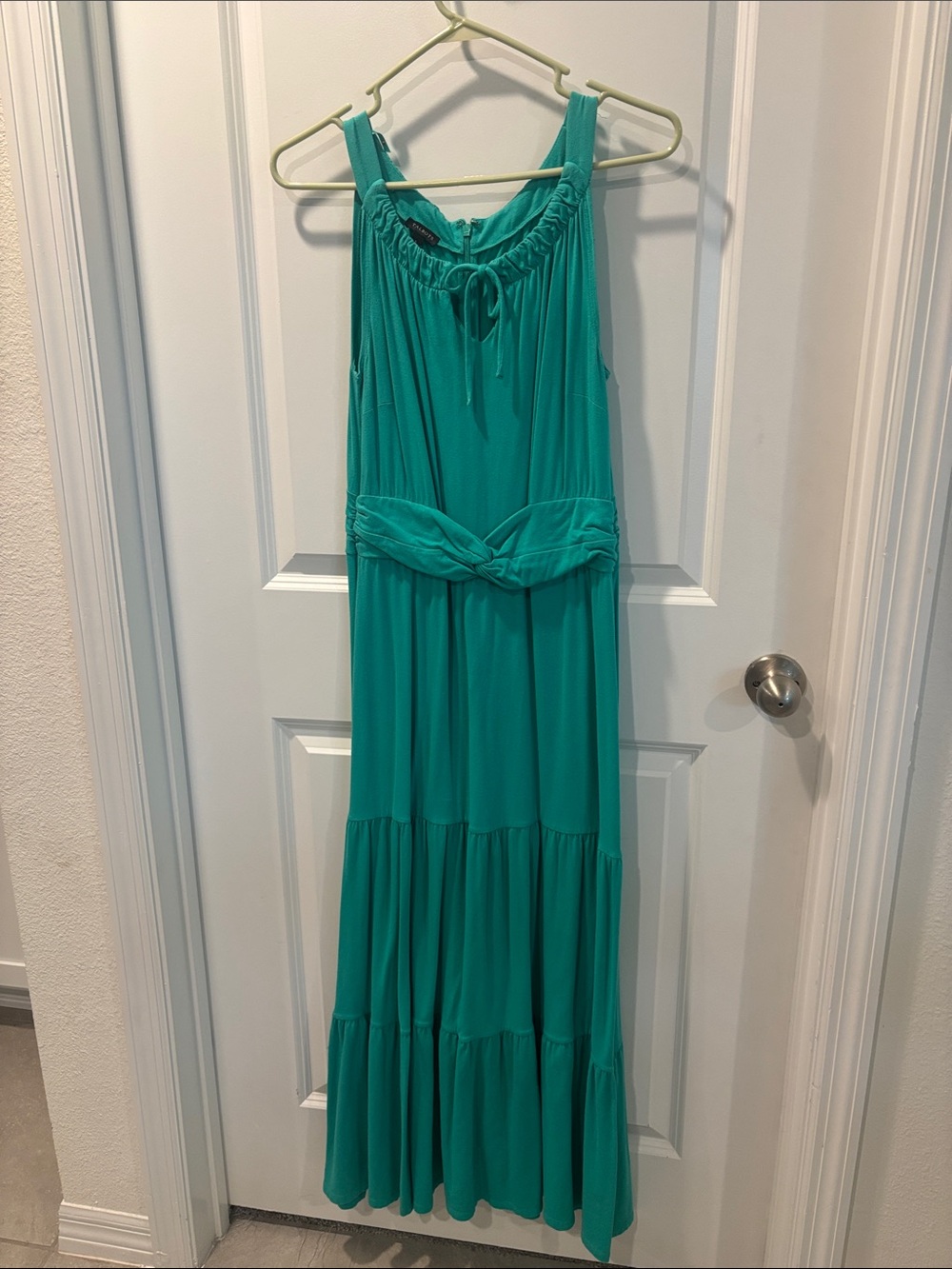 Talbots Teal Sleeveless Maxi Dress with Waist Knot